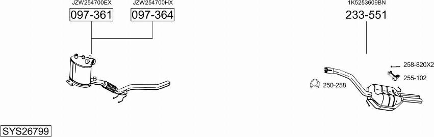 Bosal SYS26799 - Система випуску ОГ autocars.com.ua