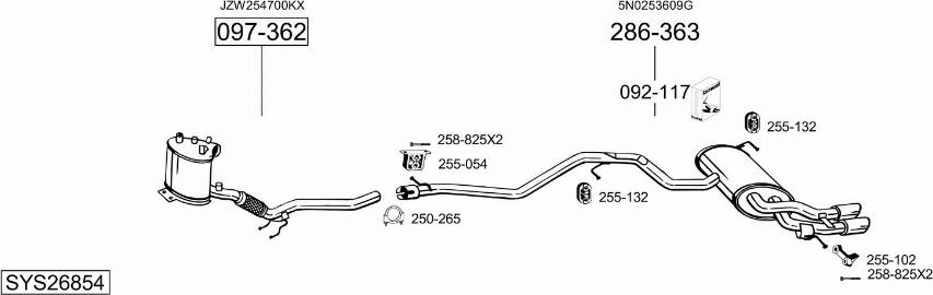 Bosal SYS26854 - Система випуску ОГ autocars.com.ua