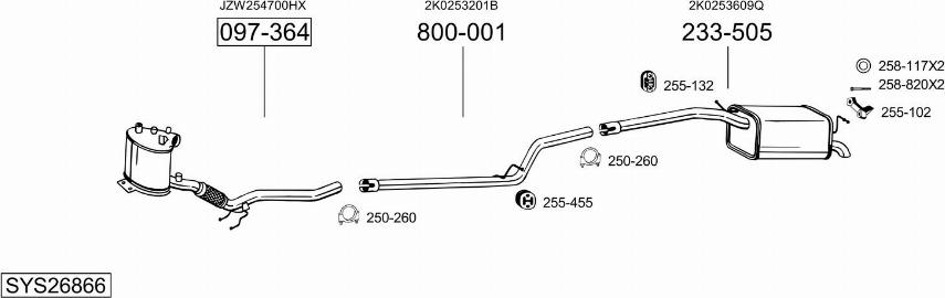 Bosal SYS26866 - Система випуску ОГ autocars.com.ua