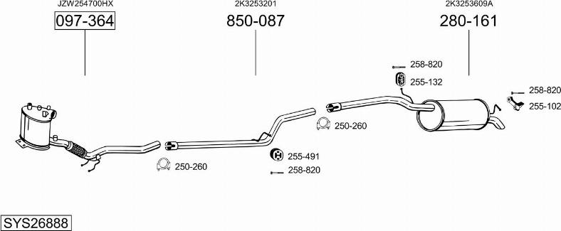 Bosal SYS26888 - Система випуску ОГ autocars.com.ua