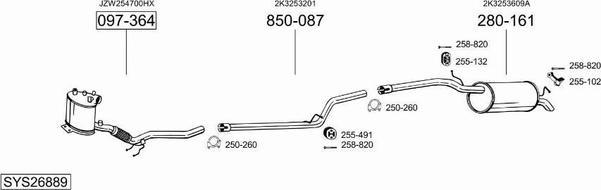 Bosal SYS26889 - Система випуску ОГ autocars.com.ua