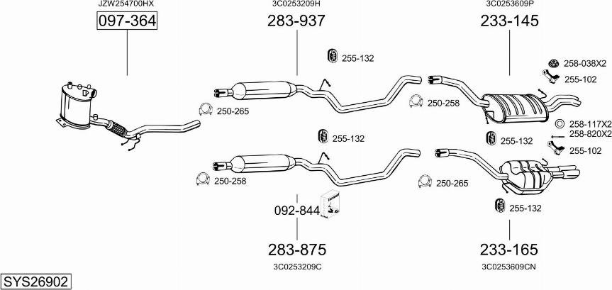 Bosal SYS26902 - Система випуску ОГ autocars.com.ua