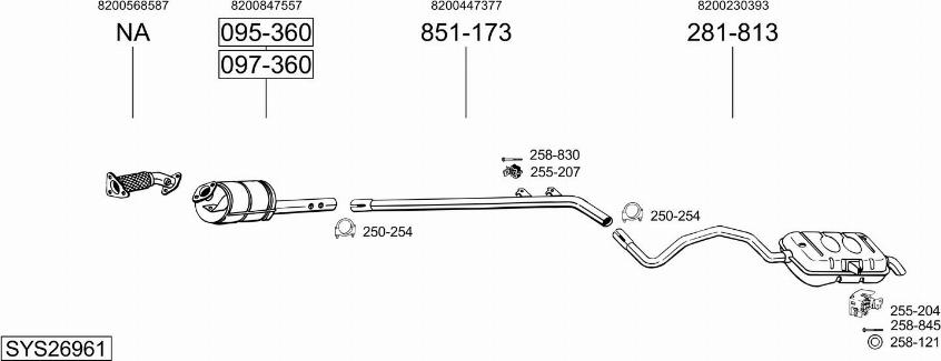 Bosal SYS26961 - Система випуску ОГ autocars.com.ua