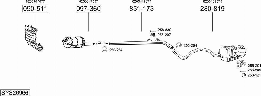 Bosal SYS26966 - Система випуску ОГ autocars.com.ua