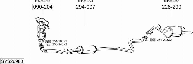 Bosal SYS26980 - Система випуску ОГ autocars.com.ua