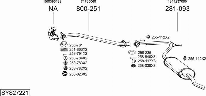 Bosal SYS27221 - Система випуску ОГ autocars.com.ua