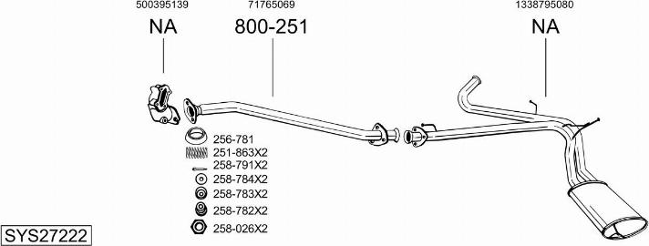 Bosal SYS27222 - Система випуску ОГ autocars.com.ua