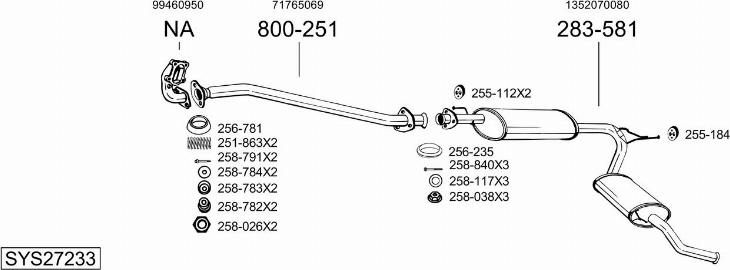 Bosal SYS27233 - Система випуску ОГ autocars.com.ua