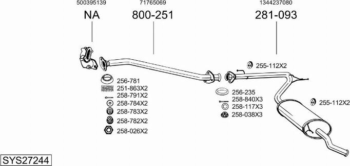 Bosal SYS27244 - Система випуску ОГ autocars.com.ua