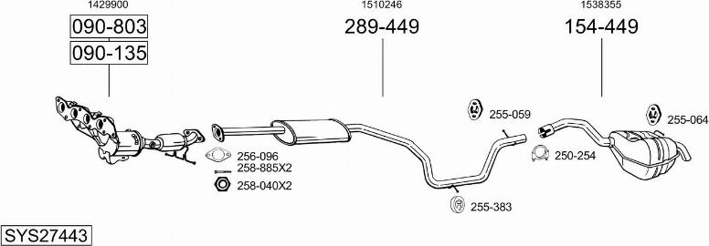 Bosal SYS27443 - Система випуску ОГ autocars.com.ua