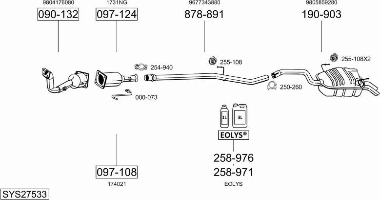 Bosal SYS27533 - Система випуску ОГ autocars.com.ua