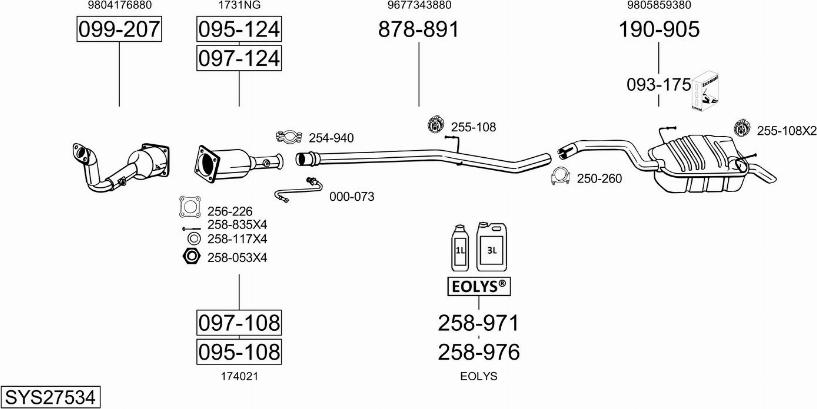 Bosal SYS27534 - Система випуску ОГ autocars.com.ua