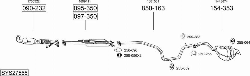 Bosal SYS27566 - Система випуску ОГ autocars.com.ua
