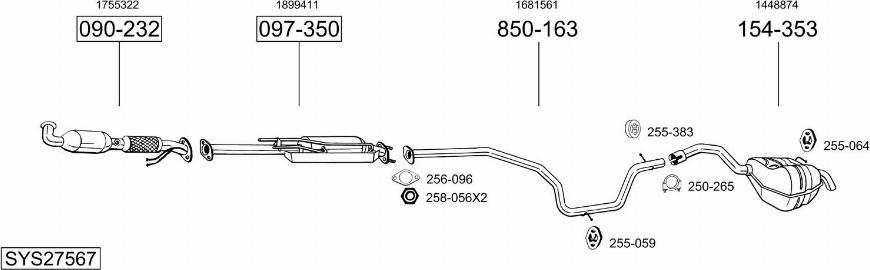 Bosal SYS27567 - Система випуску ОГ autocars.com.ua
