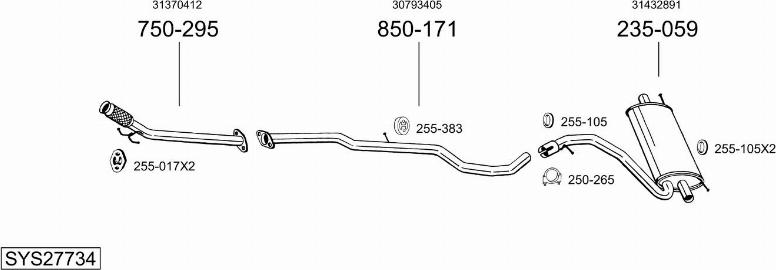 Bosal SYS27734 - Система випуску ОГ autocars.com.ua