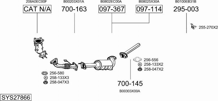Bosal SYS27866 - Система випуску ОГ autocars.com.ua