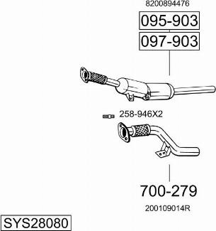 Bosal SYS28080 - Система випуску ОГ autocars.com.ua