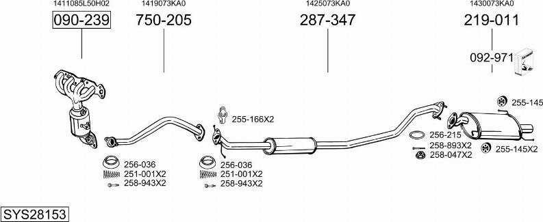 Bosal SYS28153 - Система випуску ОГ autocars.com.ua