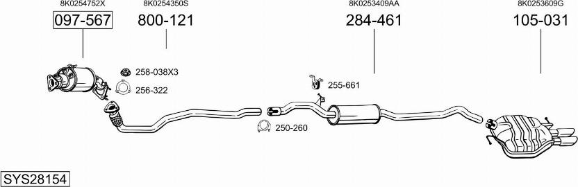 Bosal SYS28154 - Система выпуска ОГ avtokuzovplus.com.ua