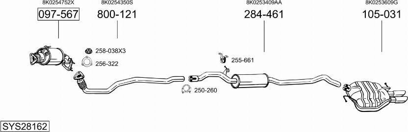 Bosal SYS28162 - Система випуску ОГ autocars.com.ua