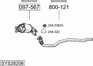 Bosal SYS28206 - Система випуску ОГ autocars.com.ua