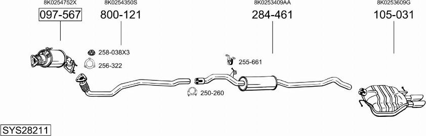 Bosal SYS28211 - Система випуску ОГ autocars.com.ua