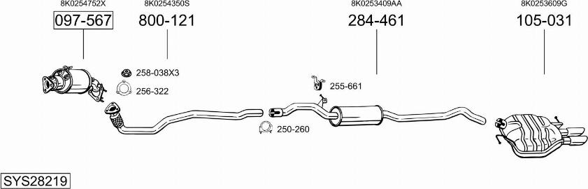 Bosal SYS28219 - Система випуску ОГ autocars.com.ua