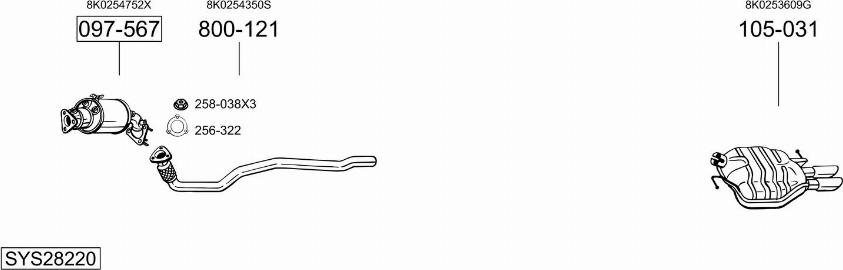 Bosal SYS28220 - Система випуску ОГ autocars.com.ua