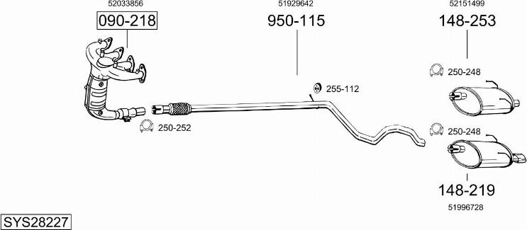 Bosal SYS28227 - Система випуску ОГ autocars.com.ua