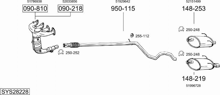 Bosal SYS28228 - Система випуску ОГ autocars.com.ua