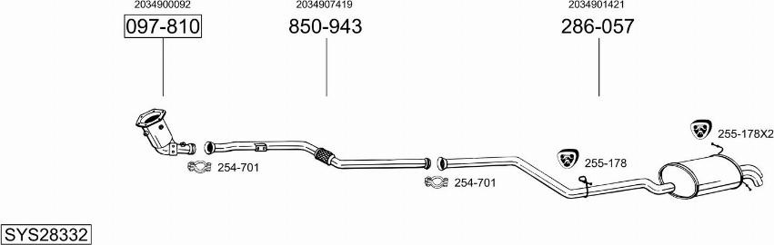 Bosal SYS28332 - Система випуску ОГ autocars.com.ua