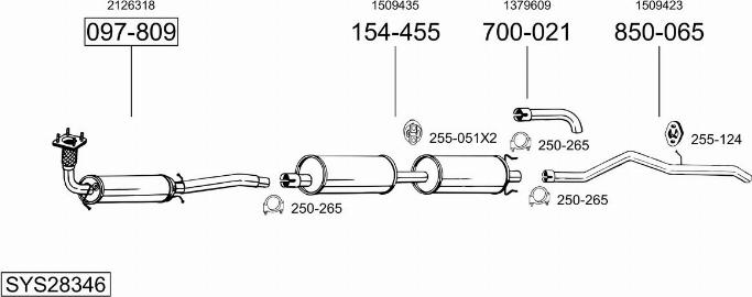 Bosal SYS28346 - Система випуску ОГ autocars.com.ua