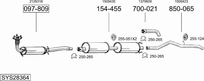 Bosal SYS28364 - Система выпуска ОГ avtokuzovplus.com.ua