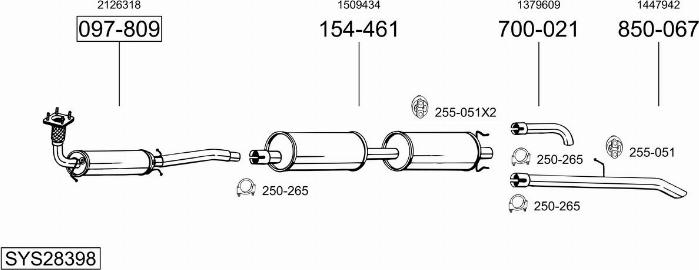Bosal SYS28398 - Система випуску ОГ autocars.com.ua