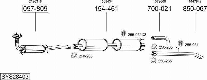 Bosal SYS28403 - Система випуску ОГ autocars.com.ua