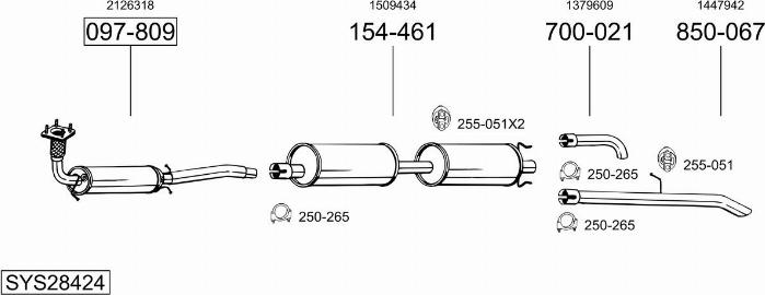 Bosal SYS28424 - Система випуску ОГ autocars.com.ua