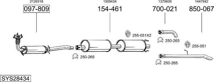 Bosal SYS28434 - Система випуску ОГ autocars.com.ua