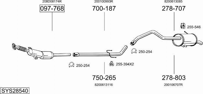 Bosal SYS28540 - Система випуску ОГ autocars.com.ua