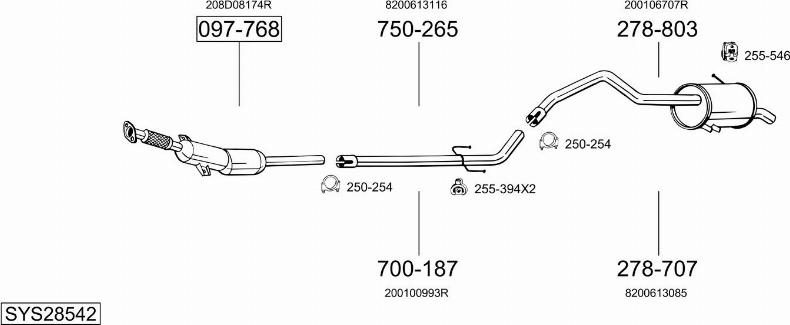 Bosal SYS28542 - Система випуску ОГ autocars.com.ua