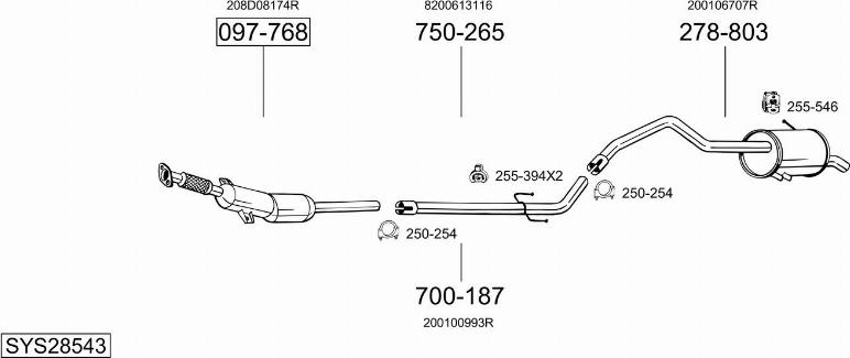 Bosal SYS28543 - Система випуску ОГ autocars.com.ua