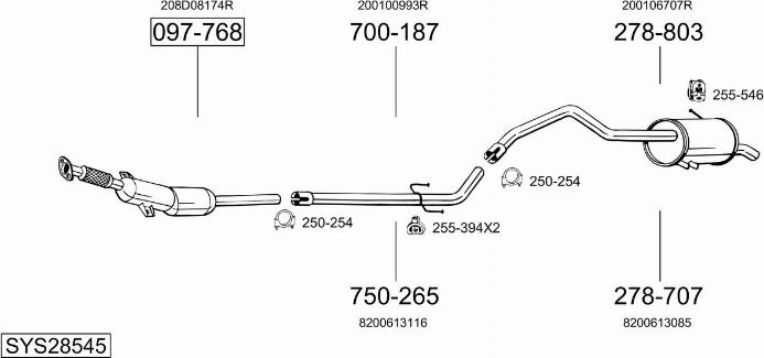 Bosal SYS28545 - Система випуску ОГ autocars.com.ua