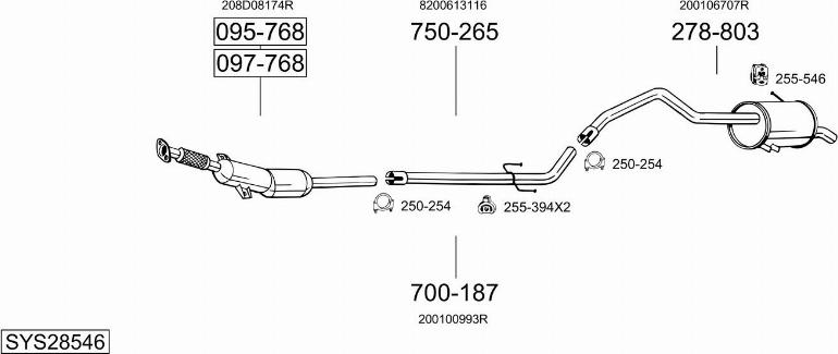 Bosal SYS28546 - Система випуску ОГ autocars.com.ua