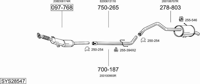 Bosal SYS28547 - Система випуску ОГ autocars.com.ua