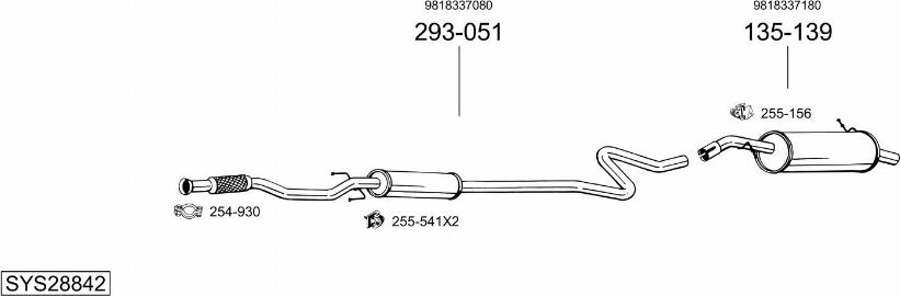 Bosal SYS28842 - Система випуску ОГ autocars.com.ua