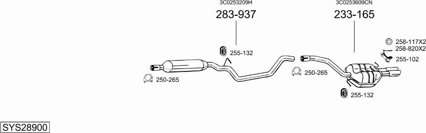 Bosal SYS28900 - Система випуску ОГ autocars.com.ua