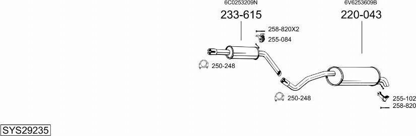 Bosal SYS29235 - Система випуску ОГ autocars.com.ua