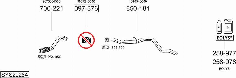 Bosal SYS29264 - Система випуску ОГ autocars.com.ua