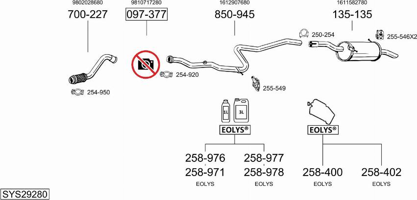 Bosal SYS29280 - Система випуску ОГ autocars.com.ua