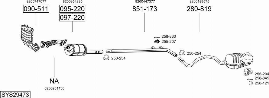 Bosal SYS29473 - Система випуску ОГ autocars.com.ua