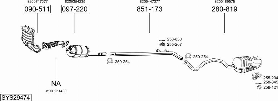 Bosal SYS29474 - Система випуску ОГ autocars.com.ua